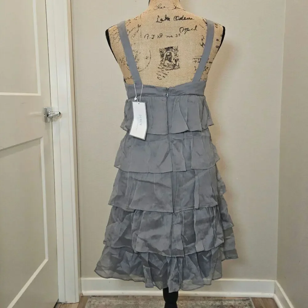 NWT J. Crew Women's Silk Tiered Dress Size 4P